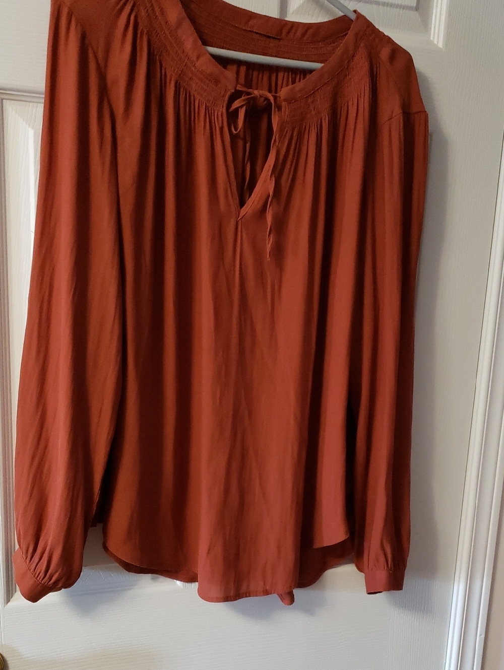 Rust Long Sleeve Peasant Blouse